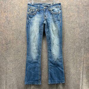 Miss Me Jeans Womens 27 Blue Denim Boot Cut Cotton Light Wash Vintage Skull
